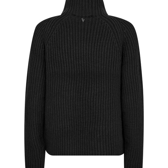 black ribbed high neck jumper rear view 