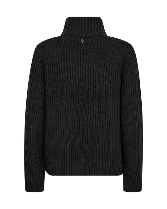 black ribbed high neck jumper rear view 