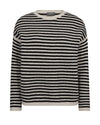 Stripey boxy fit wool jumper in black and ecru