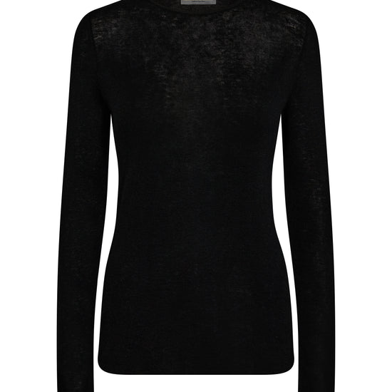 fine 100%wool black long sleeve roundneck jumper