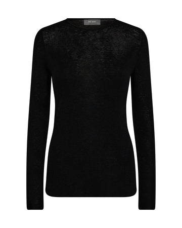 fine 100%wool black long sleeve roundneck jumper