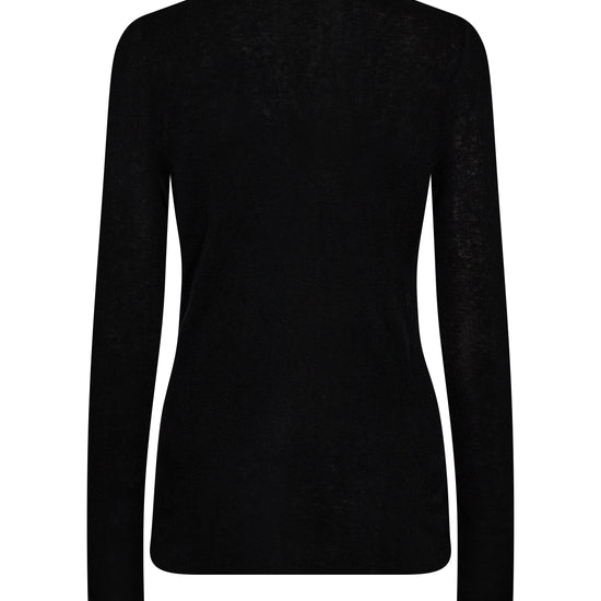 fine 100%wool black long sleeve roundneck jumper rear view