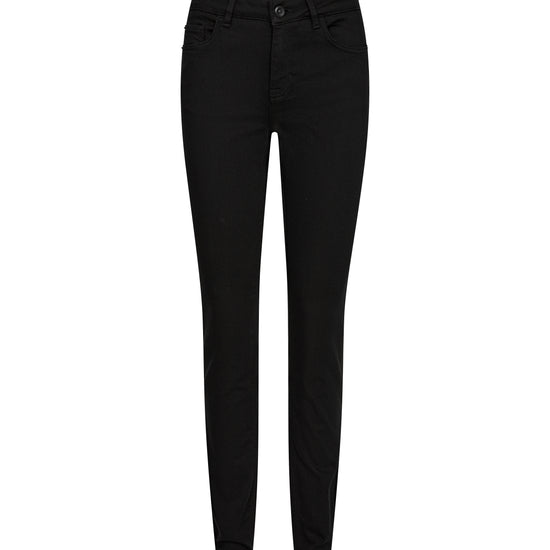 black skinny jeans with high rise and black hardware 