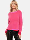 pink and red rib round neck cashmere jumper