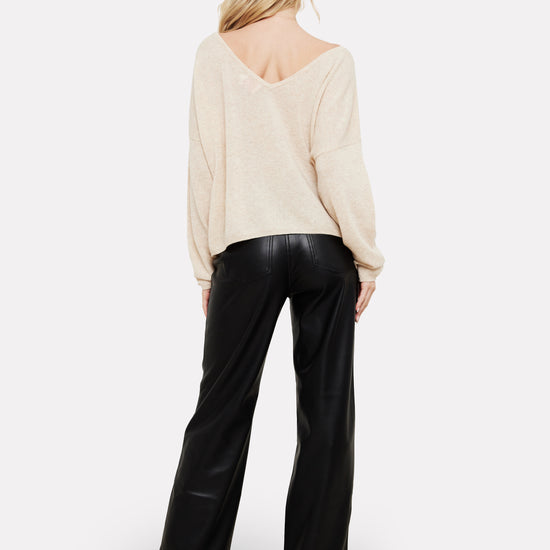 cream cashmere reversible knit rear view