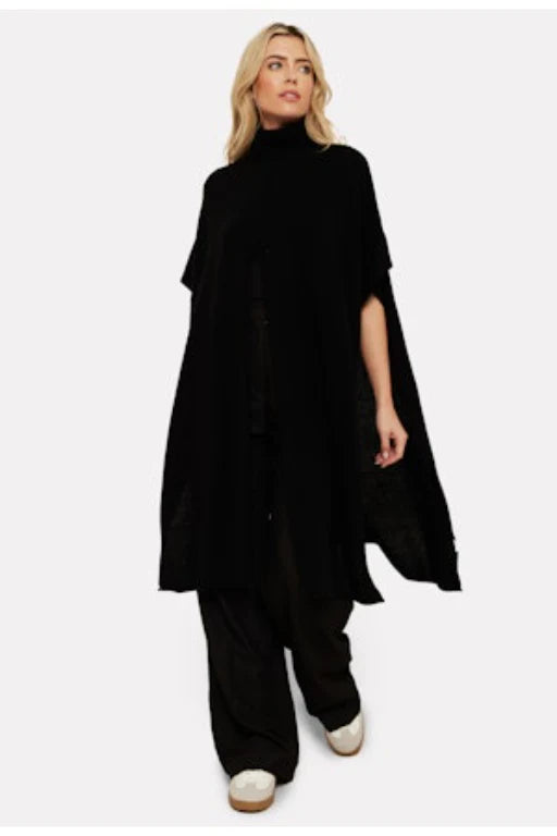 black cashmere poncho