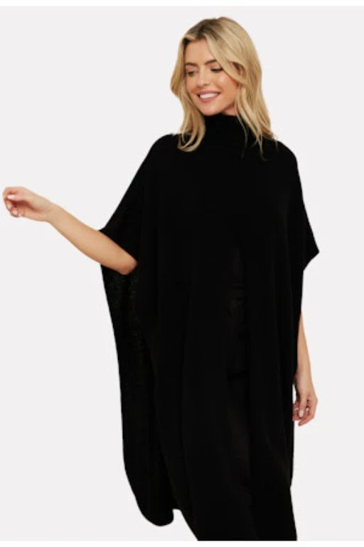 black cashmere poncho