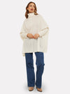 white cashmere poncho with turtle neck