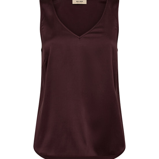 Fudge brown silk V neck top