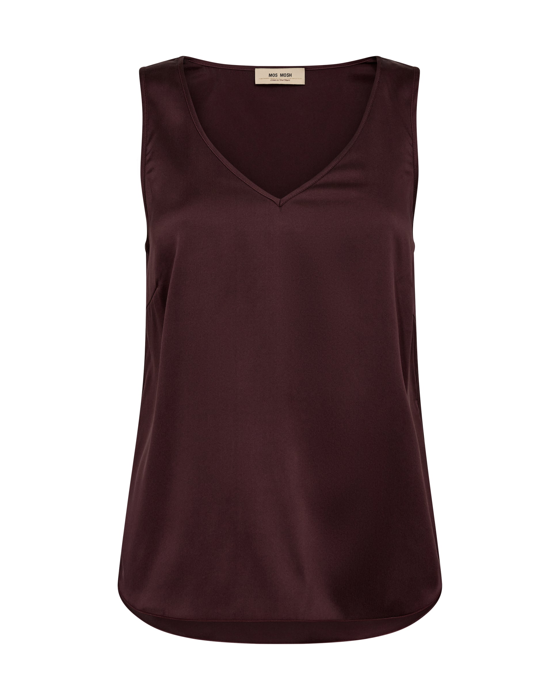 Fudge brown silk V neck top
