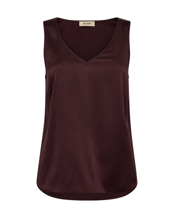 Fudge brown silk V neck top