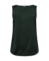 Dark green silk sleeveless top on a white background