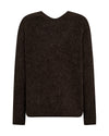 oversized wool mix v neck dark brown jumper rear view