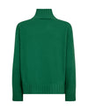 Green cashmere sweater with a high collar on a white background