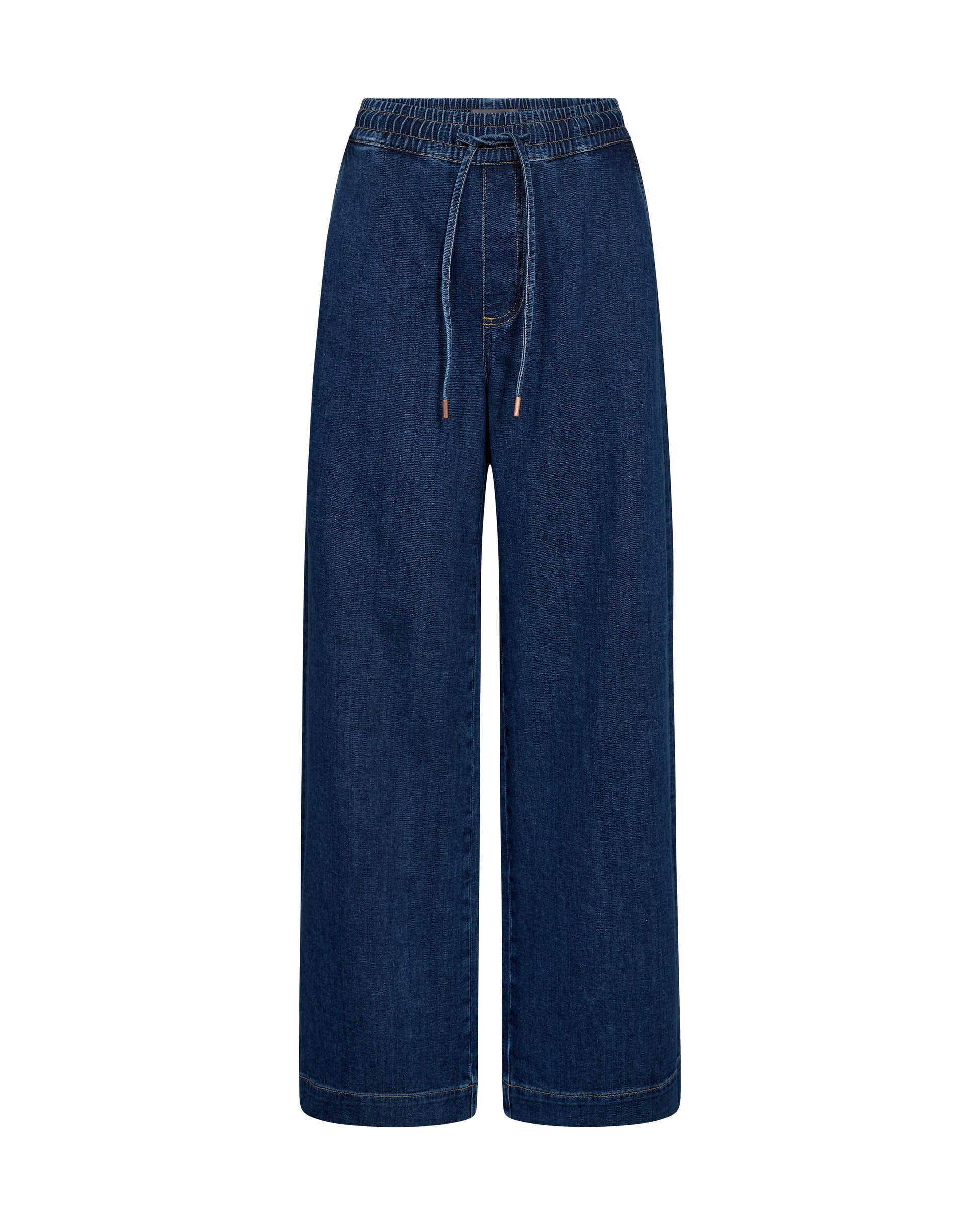 wide leg super soft dark blue jeans with drawstring waist