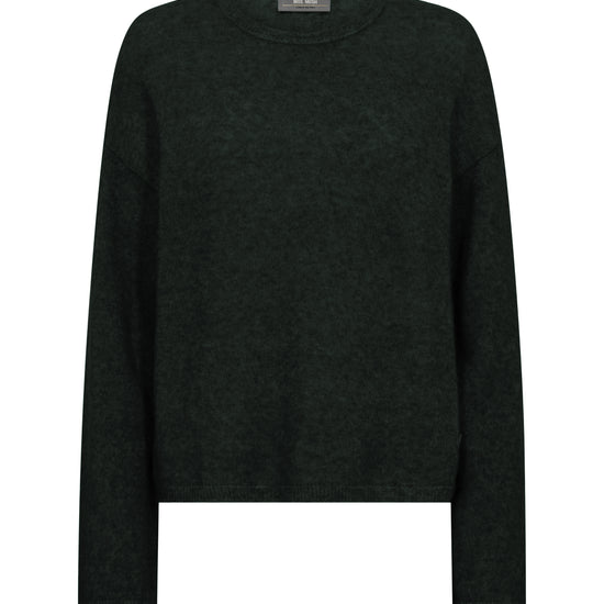 Dark Green round neck sweater on a white background
