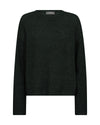 Dark Green round neck sweater on a white background