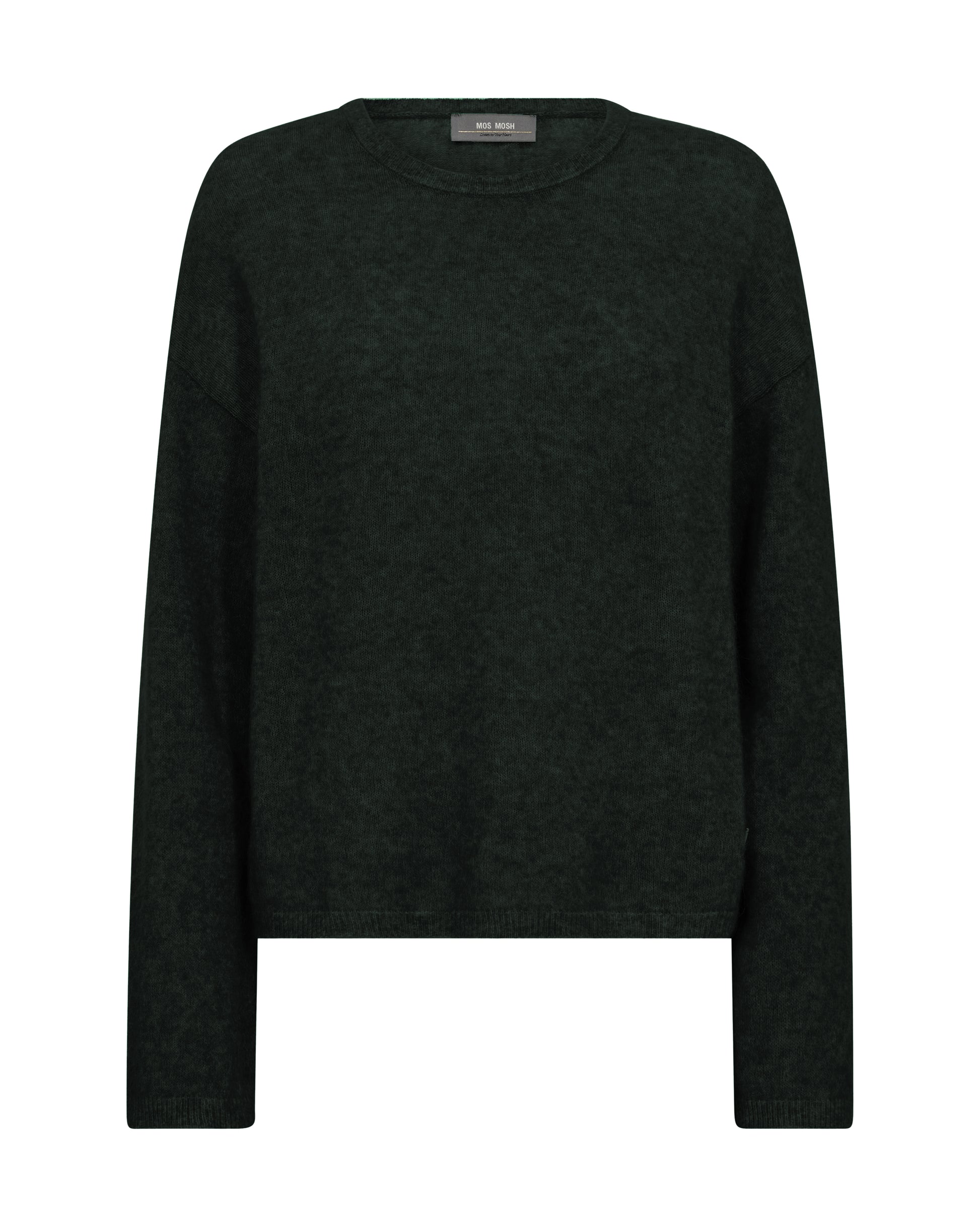 Dark Green round neck sweater on a white background