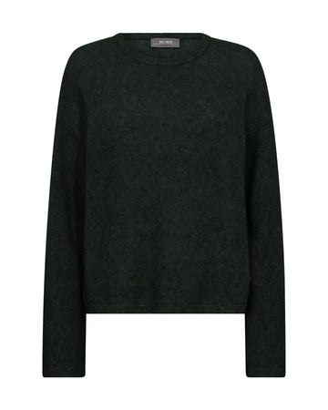 Dark Green round neck sweater on a white background