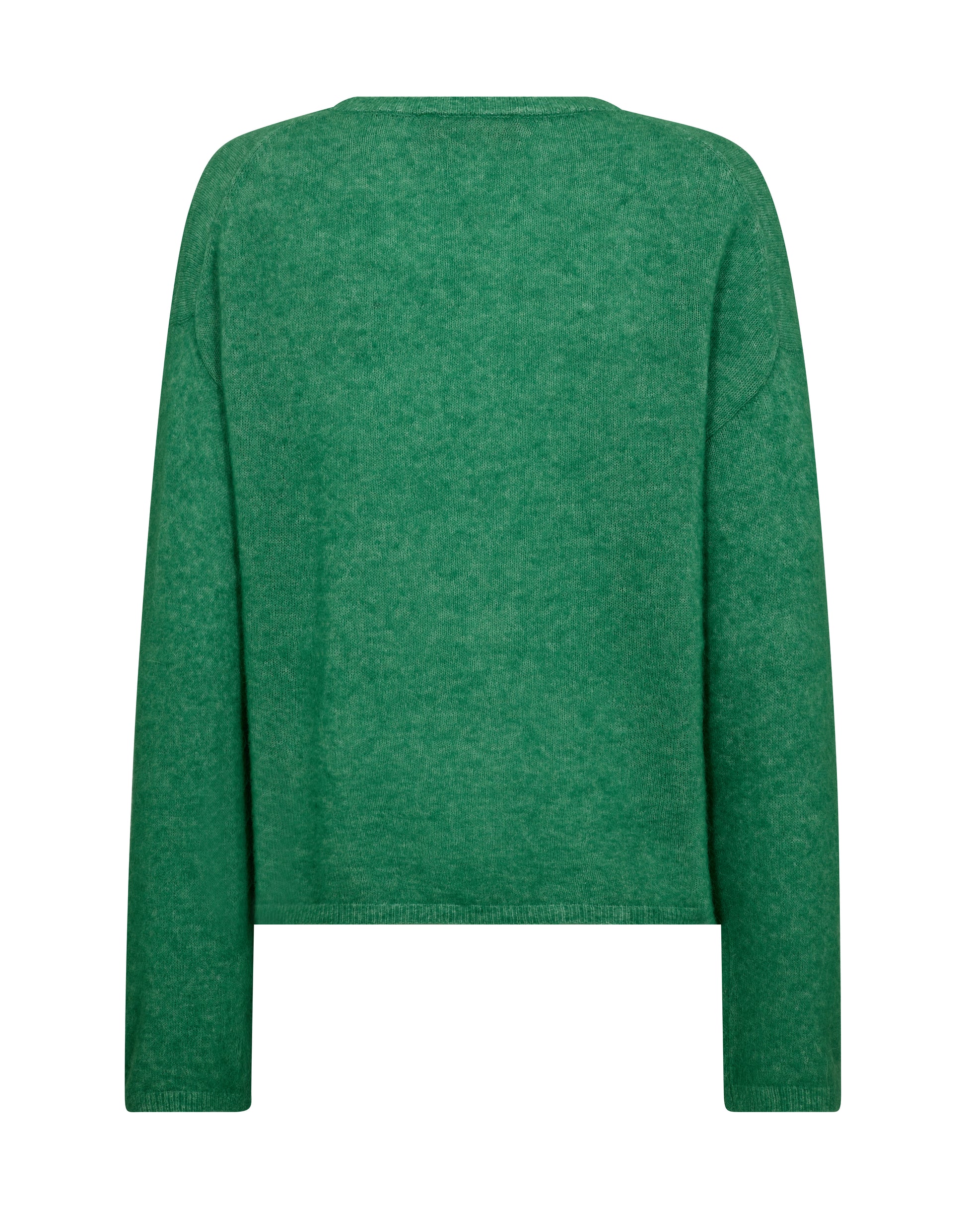 Green round neck sweater on a white background