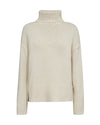 ecru knitted rollneck with deep ribbed hem, cuffs and hem