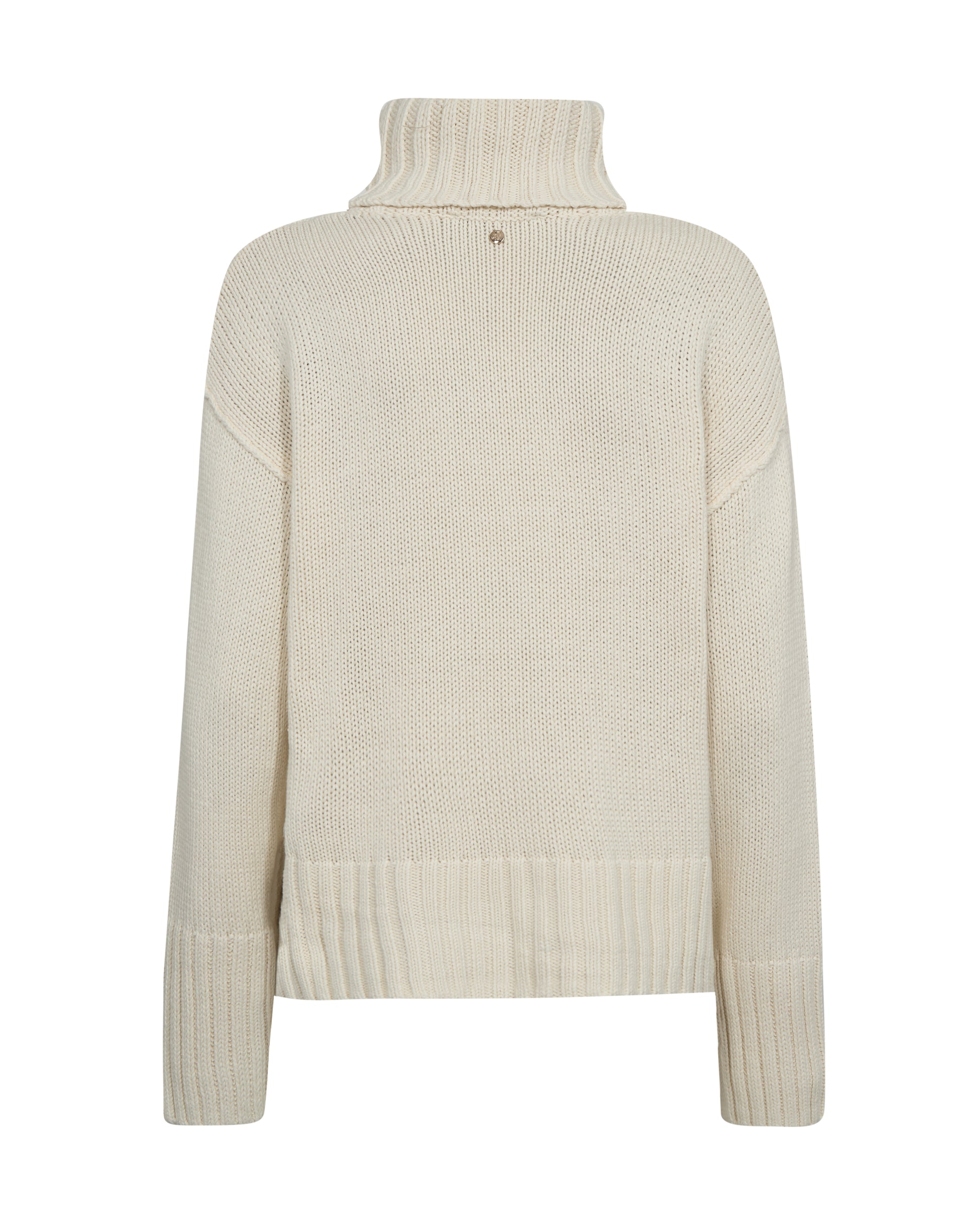ecru knitted rollneck with deep ribbed hem, cuffs and hem rear view