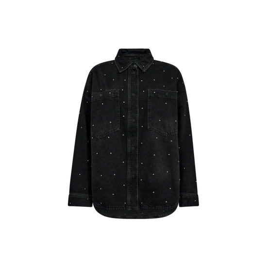 black denim shirt with studs all over