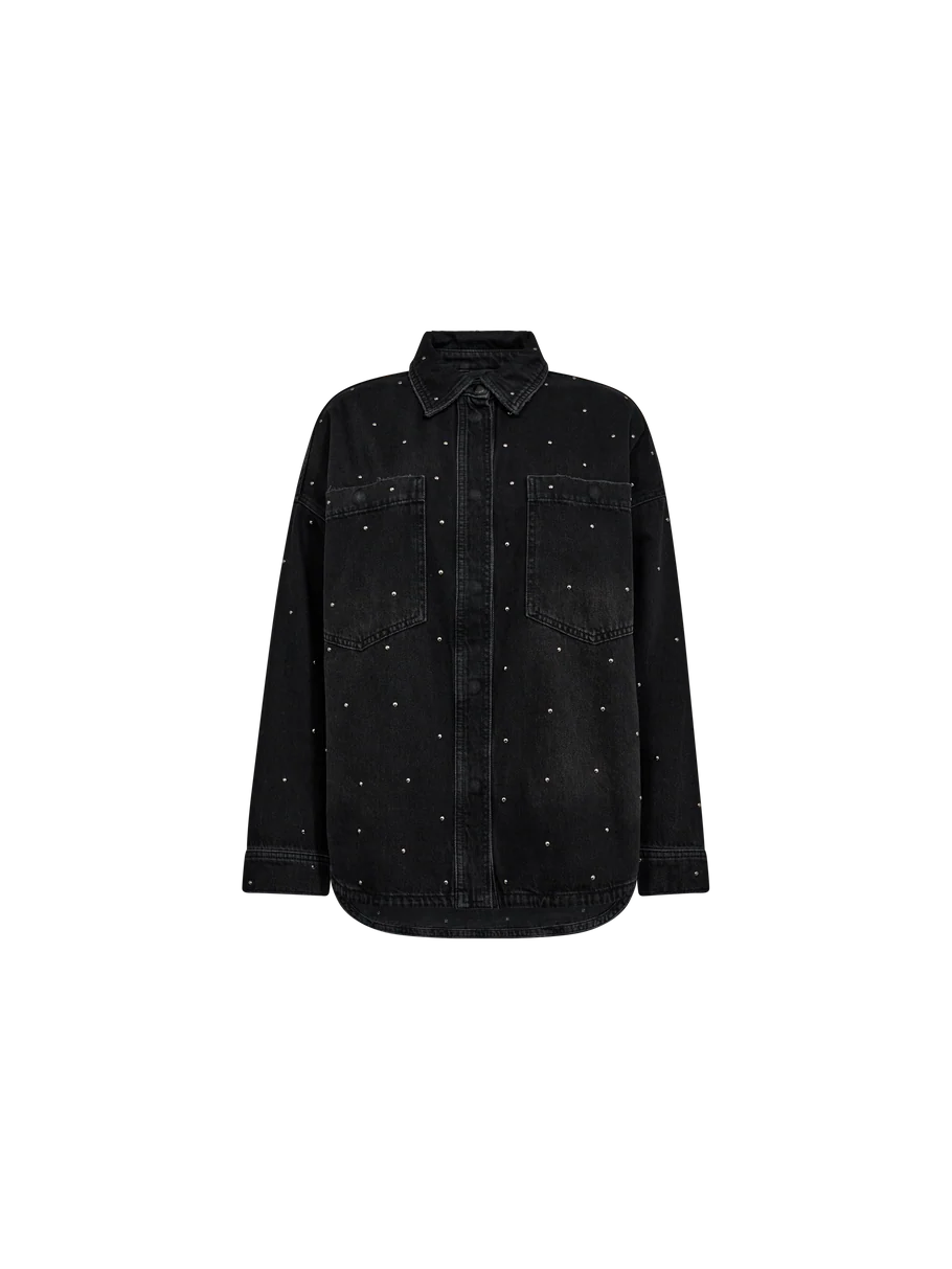 black denim shirt with studs all over