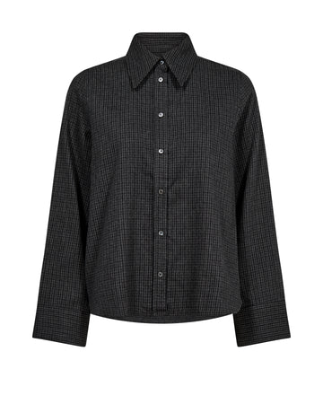 Black checkered shirt on a white background