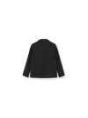 double breasted black blazer with notch lapels and welted flap pockets from heyanno rear view
