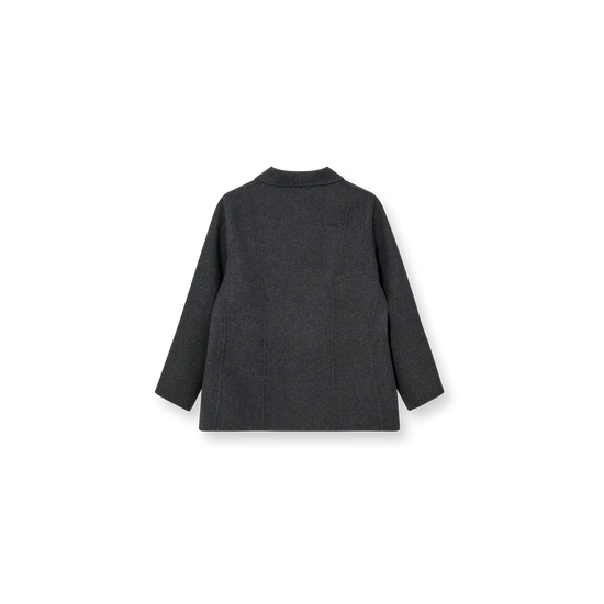 dark grey melange jacket with 2 front pockets and 2 button closure from heyanno rear view