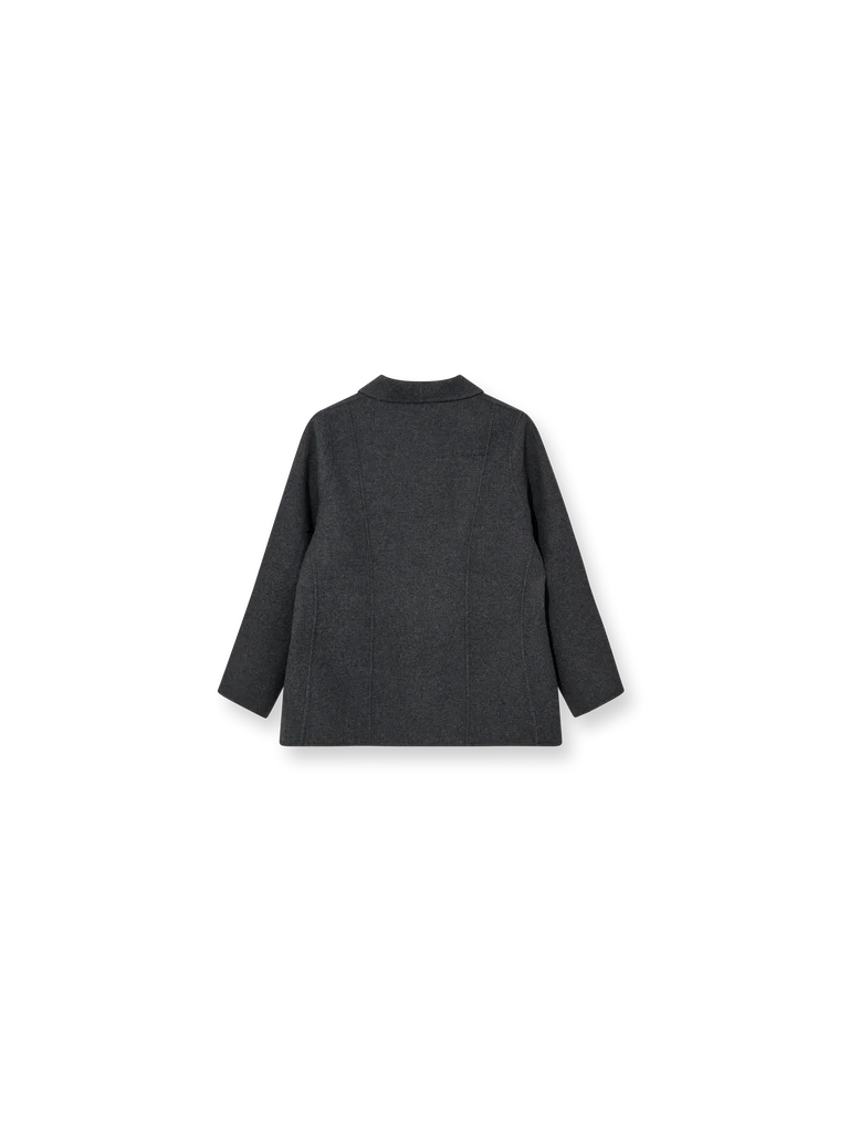 dark grey melange jacket with 2 front pockets and 2 button closure from heyanno rear view