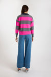 grey and pink striped cashmere rugby style jumper  rear view