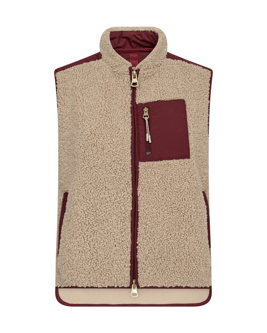 brown teddy fleece vest 