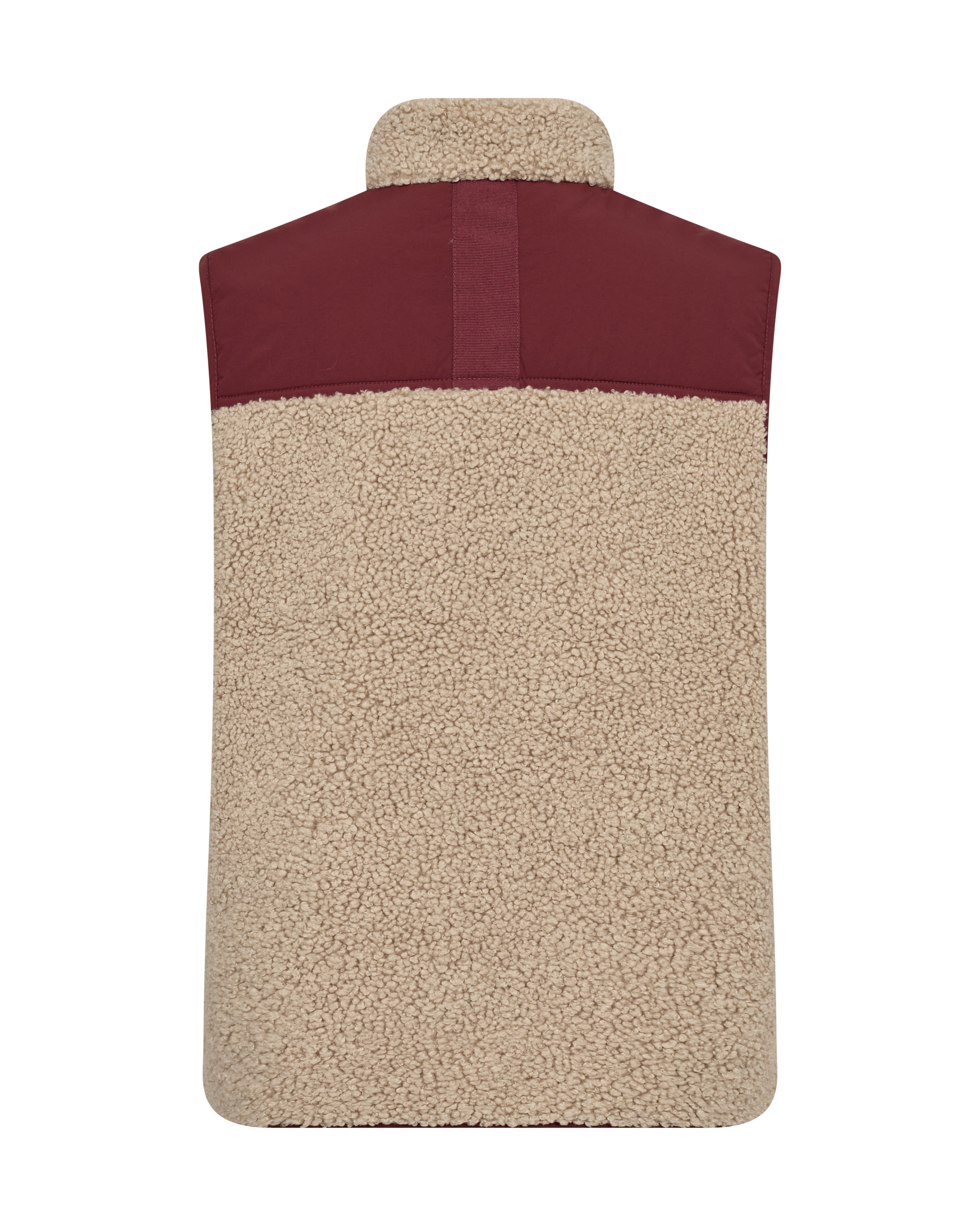 reer view of a teddy fleece vest