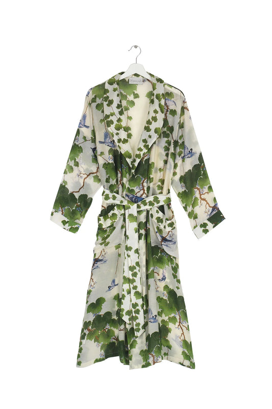 robe with green leaf and tree print 