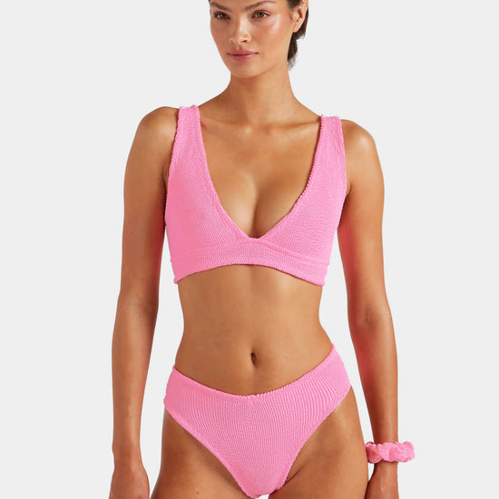 Model shot of hot pink bikini from HunzaG