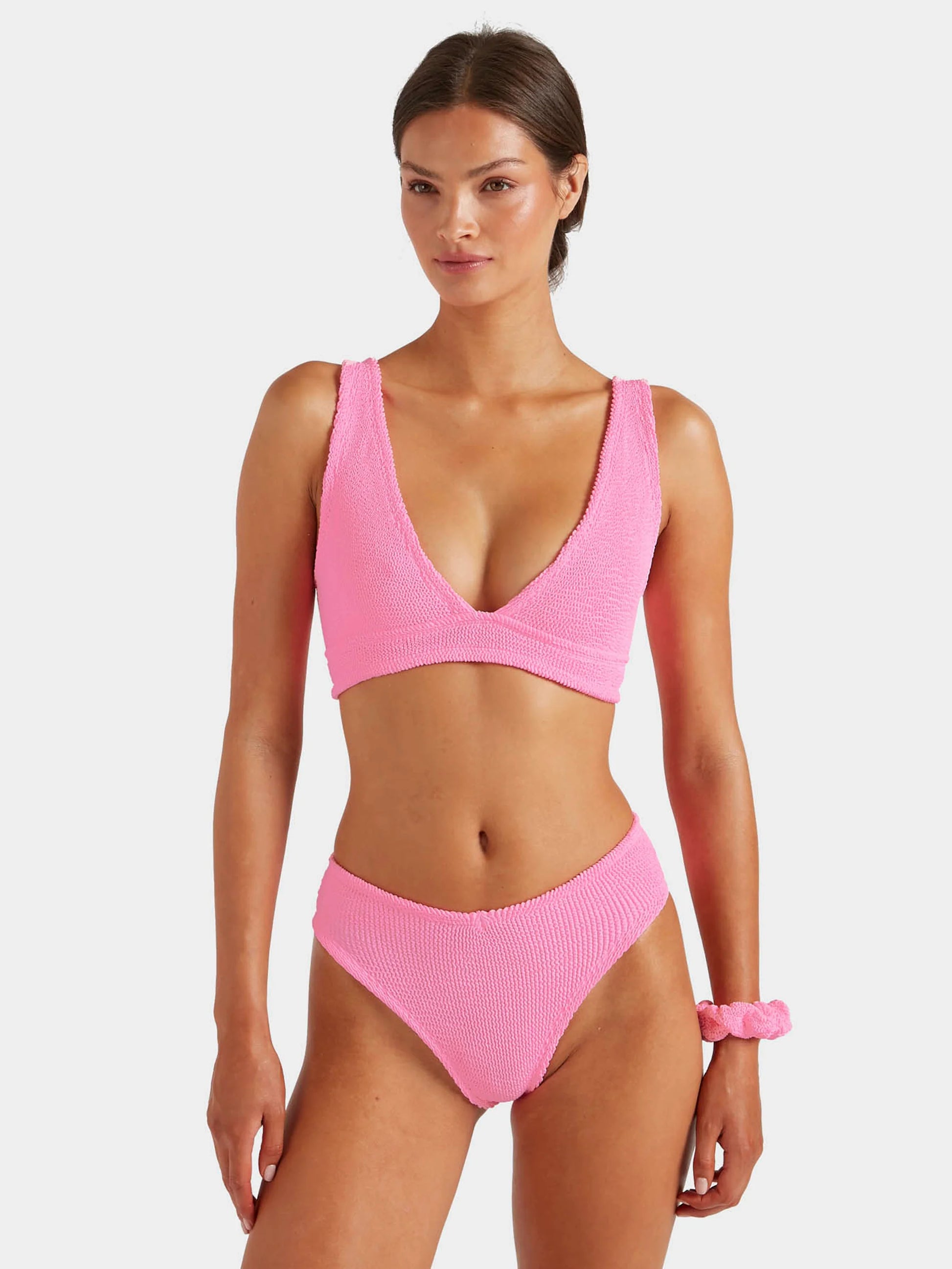 Model shot of hot pink bikini from HunzaG
