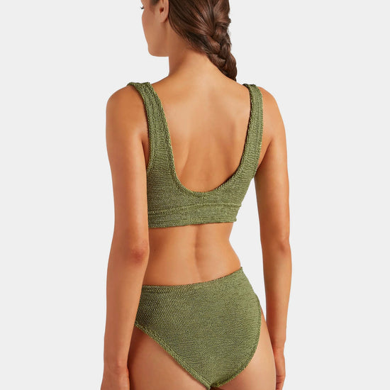 Rear view of green one size bikini from HunzaG