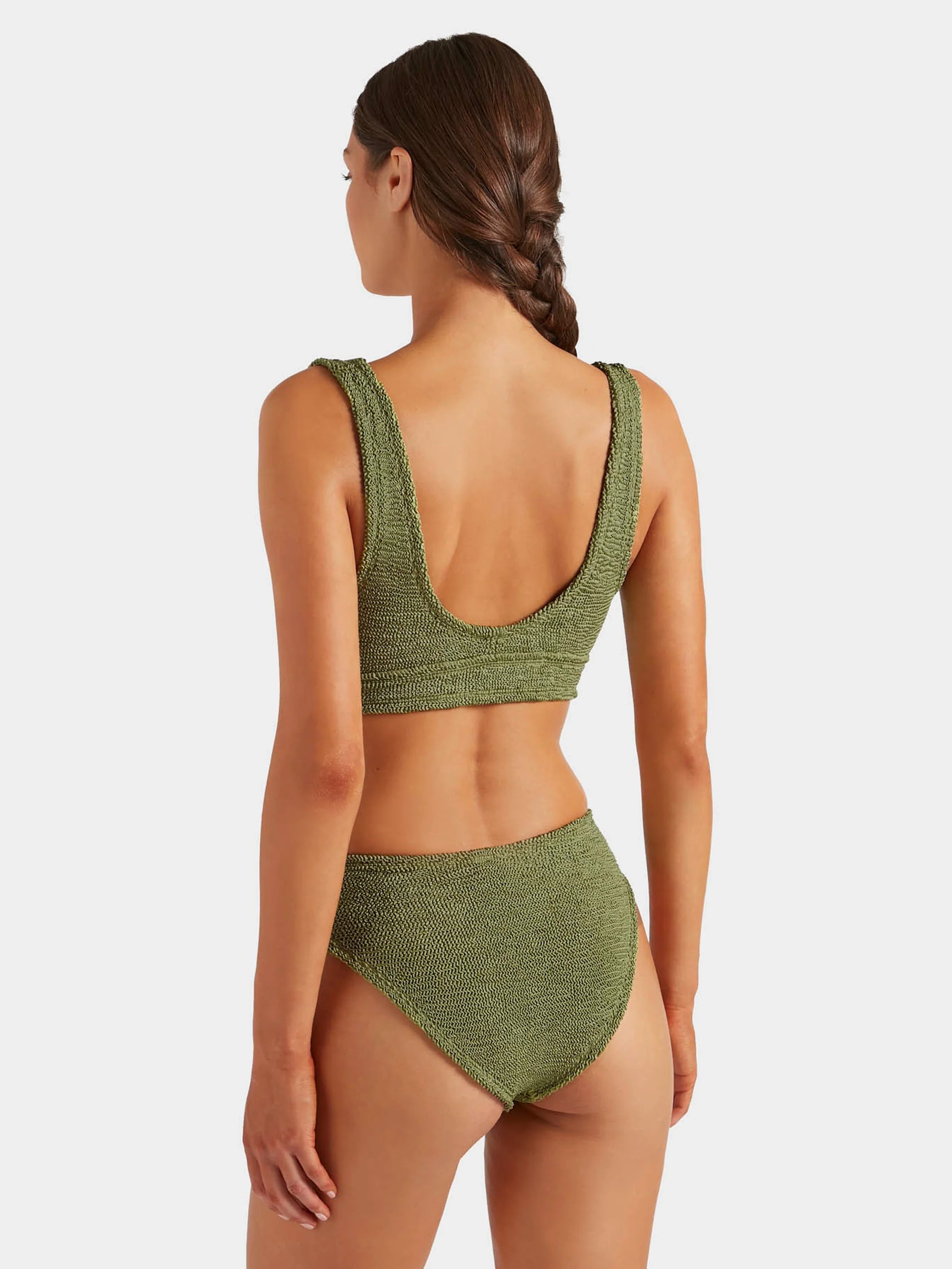 Rear view of green one size bikini from HunzaG
