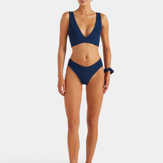 Model shot of one size navy bikini from HunzaG