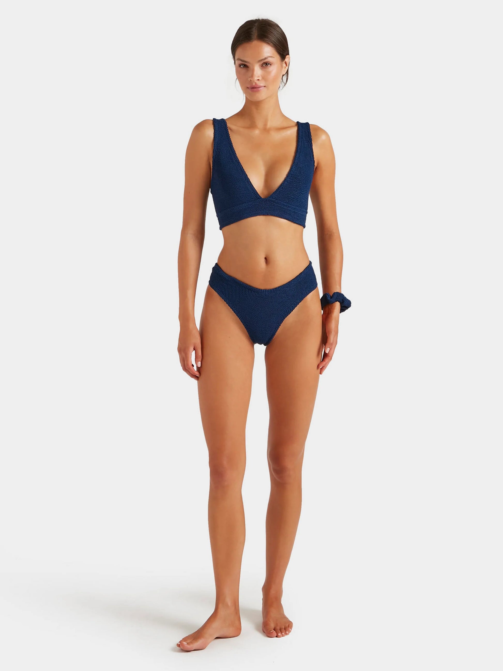 Model shot of one size navy bikini from HunzaG