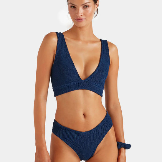 Model shot of navy one size bikini from HunzaG