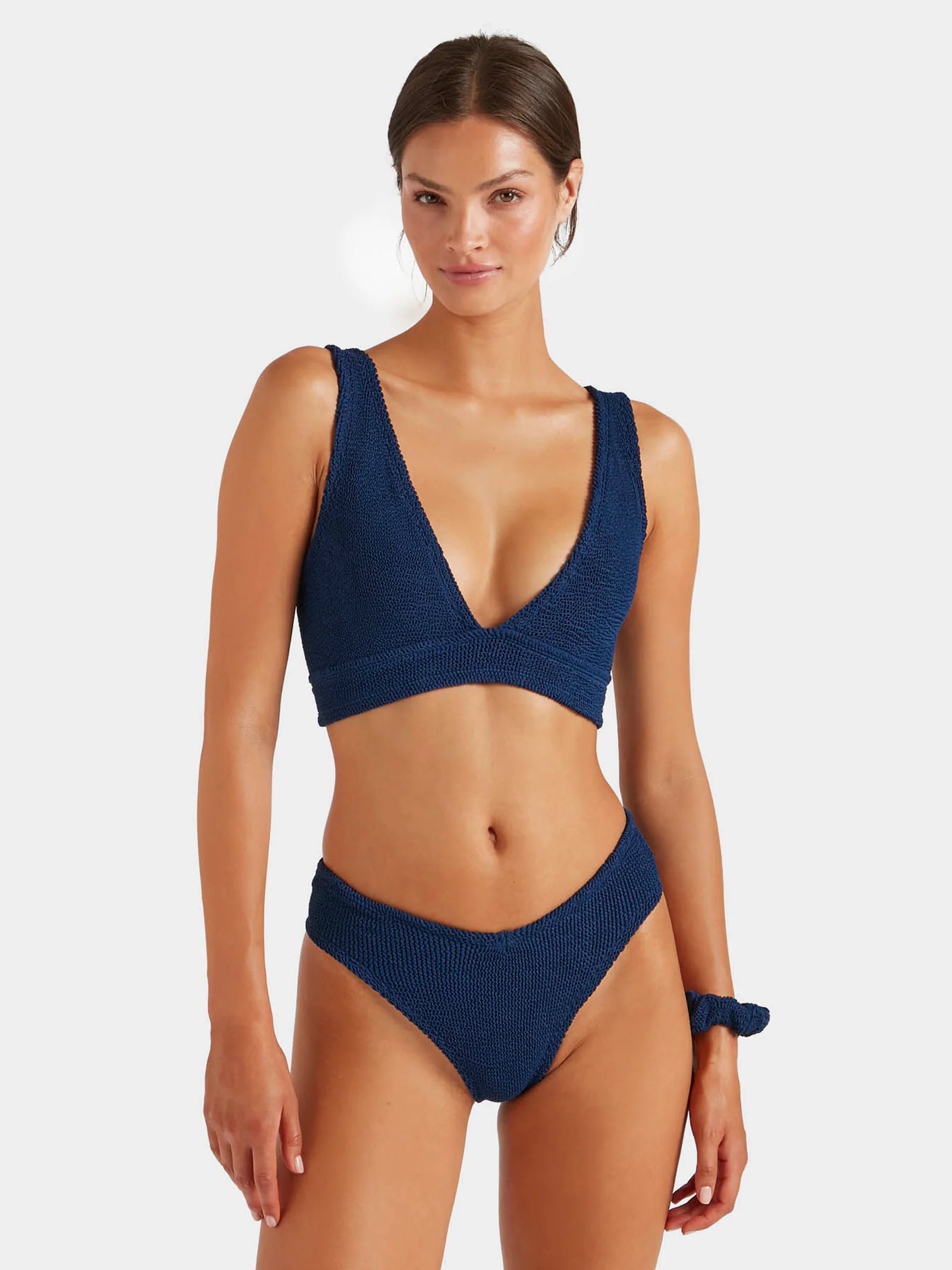 Model shot of navy one size bikini from HunzaG