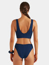 Rear view of navy one size bikini from HunzaG
