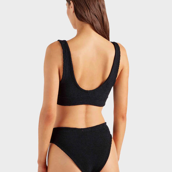 Rear view model shot of black one size bikini from HunzaG