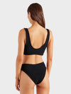 Rear view model shot of black one size bikini from HunzaG