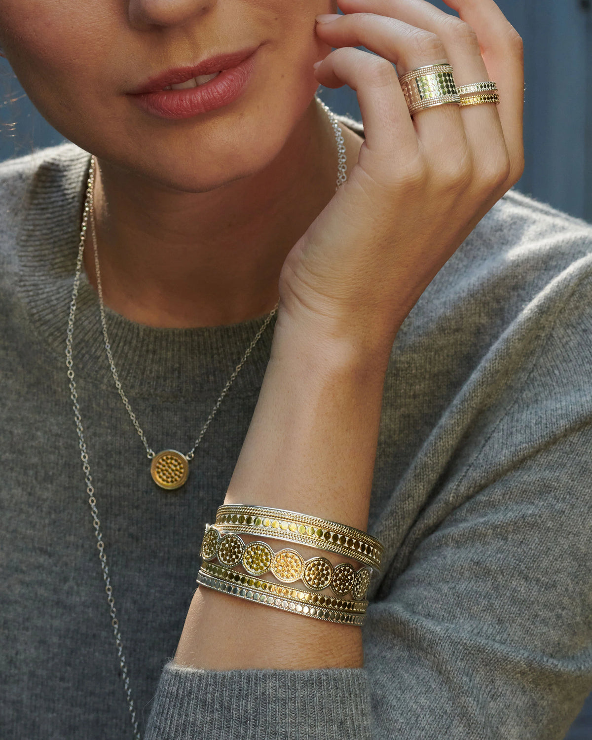 Gold dotted cuff with rope detailing