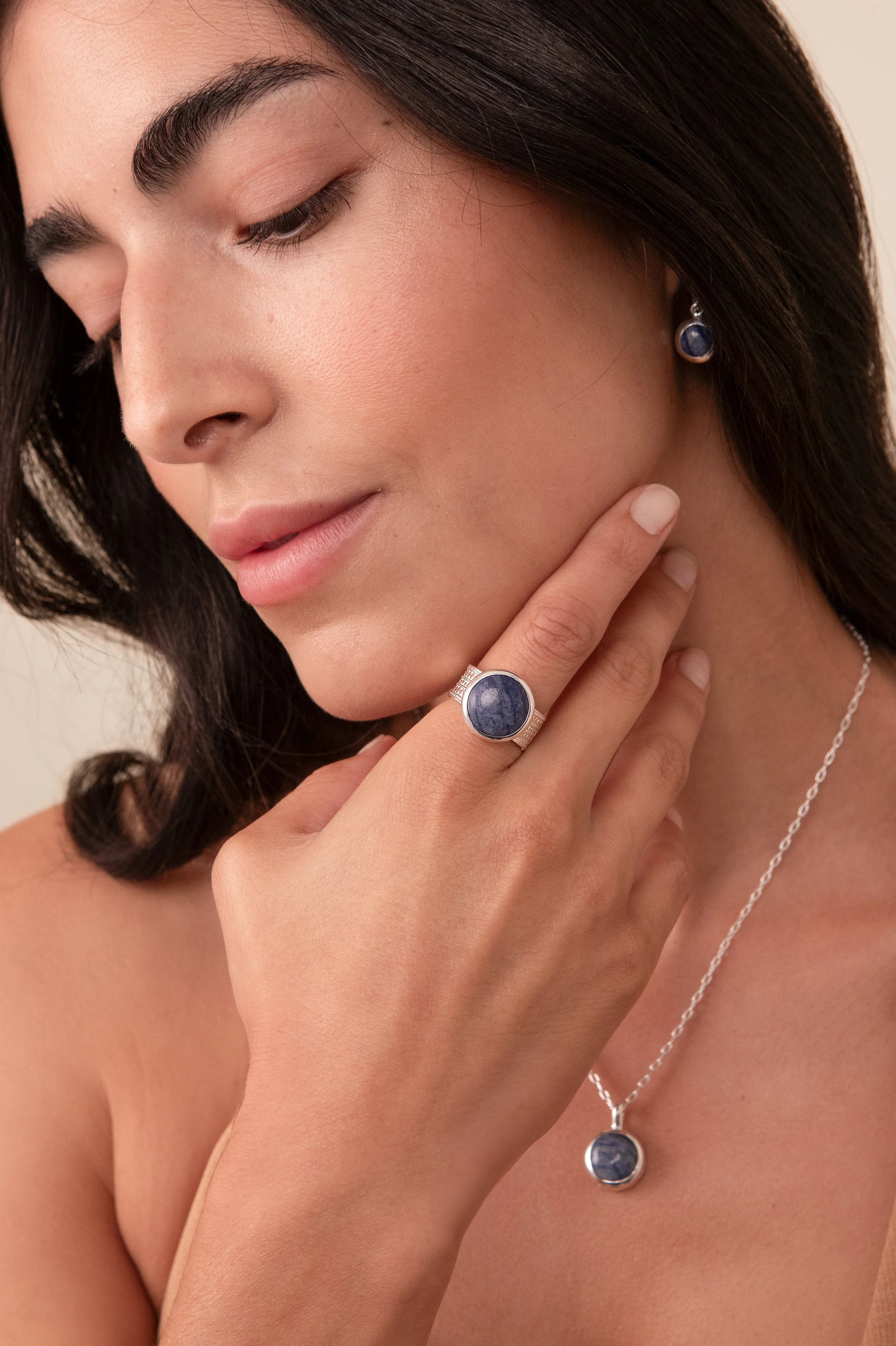 Large Dumortierite Cocktail Ring Silver – Sass Edge