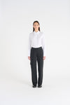 white shirt with point collar and extra deep cuff and concealed placket 